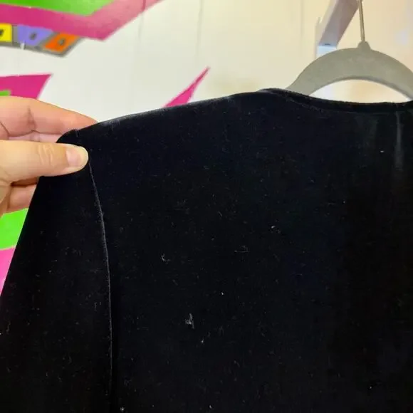 Alex Evenings Elegant Black Velvety Jacket. Size 6. Rhinestones on the edges. - Picture 6 of 7